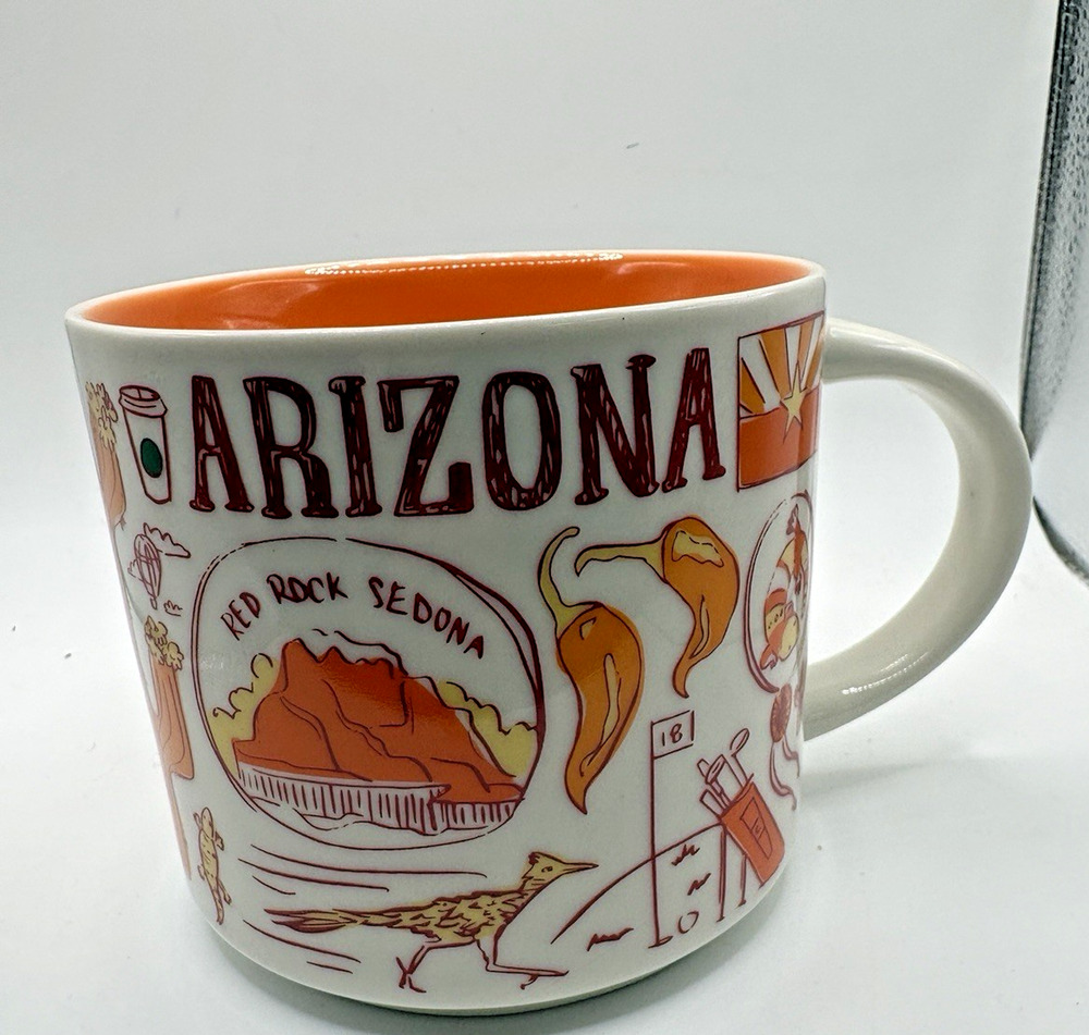 Starbucks You Are Here Collection Arizona Mug 2020 Coffee Tea White Orange